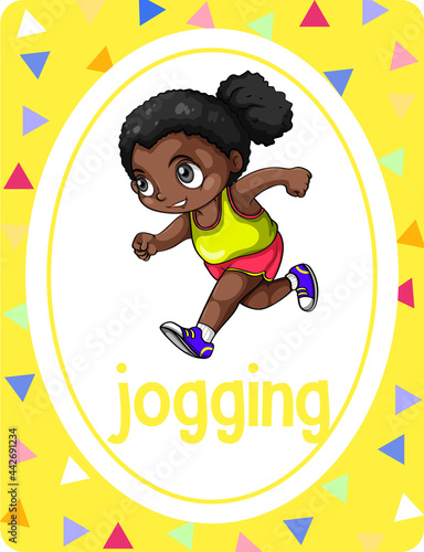 Vocabulary flashcard with word Jogging