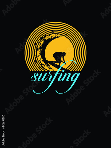 Surfing time summer day tshirt design.