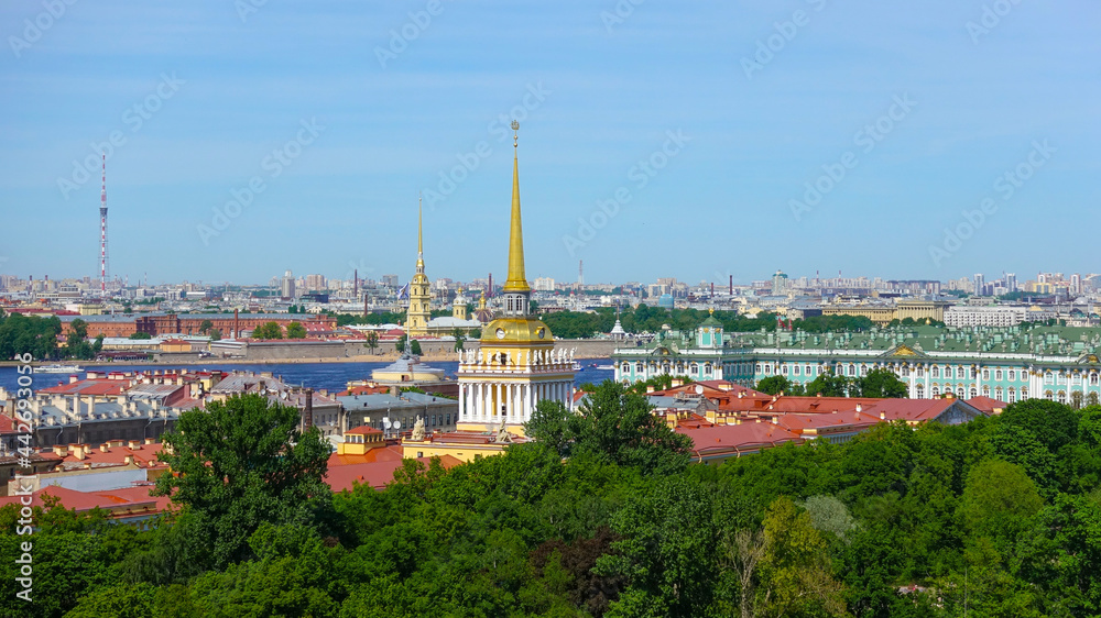View of St. Petersburg from St. Isaac's Cathedral. Russia, Saint Petersburg June 2021    