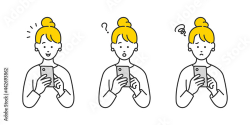 スマートフォンを操作する女性