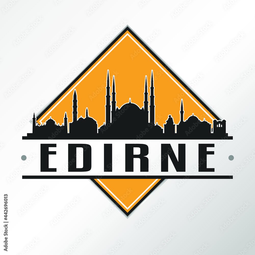 Obraz premium Edirne, Turkey Skyline Logo. Adventure Landscape Design Vector Illustration.