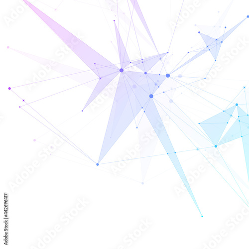 Abstract polygonal background with connected lines and dots. Minimalistic geometric pattern. Molecule structure and communication. Graphic plexus background. Science, medicine, technology concept.