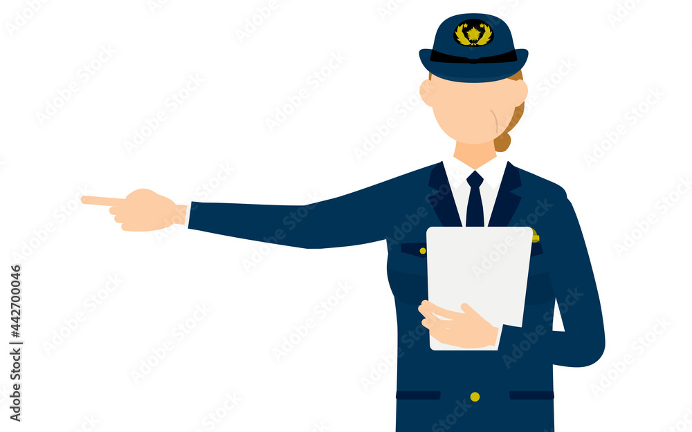 シニア女性警官のポーズ クリップボードをもって指をさす Stock Vector Adobe Stock