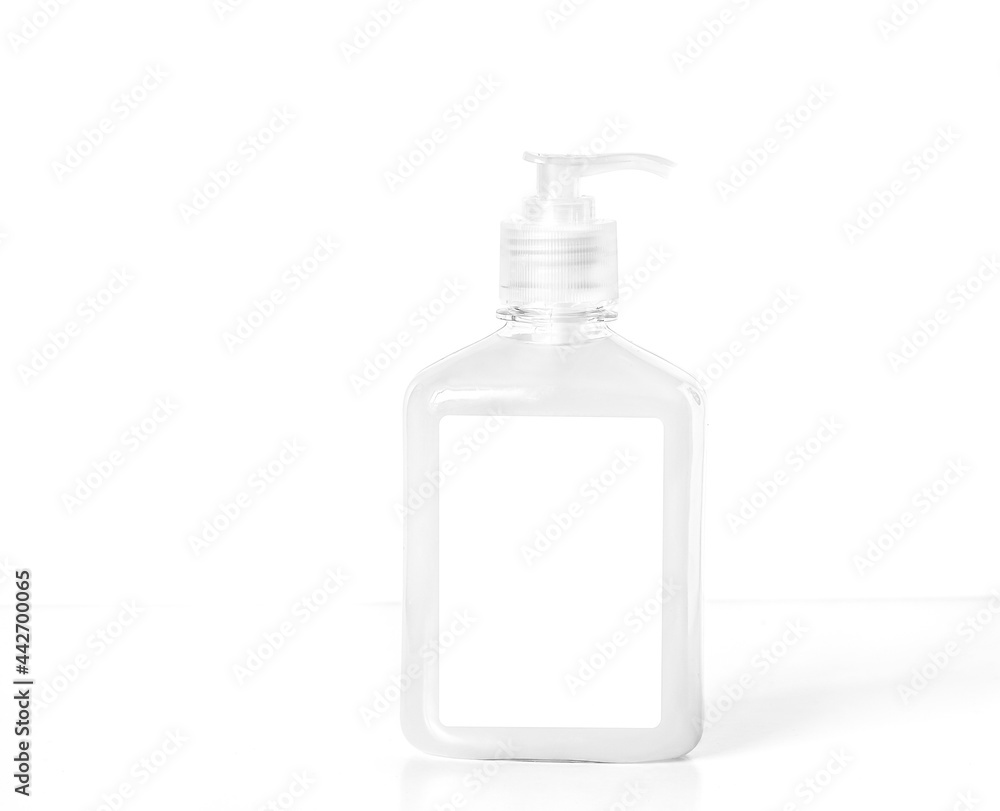 Anticeptic hand sanitizer gel in plastic bottle with blank sticker Anticeptic hand sanitizer gel in plastic bottle with blank sticker