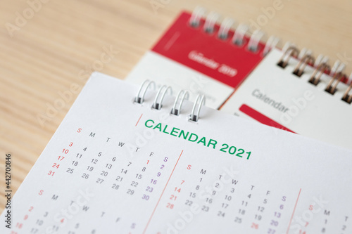 calendar page 2021 close up business planning appointment meeting concept
