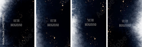 Set of vector watercolour universal backgrounds with glitter and copy space for text