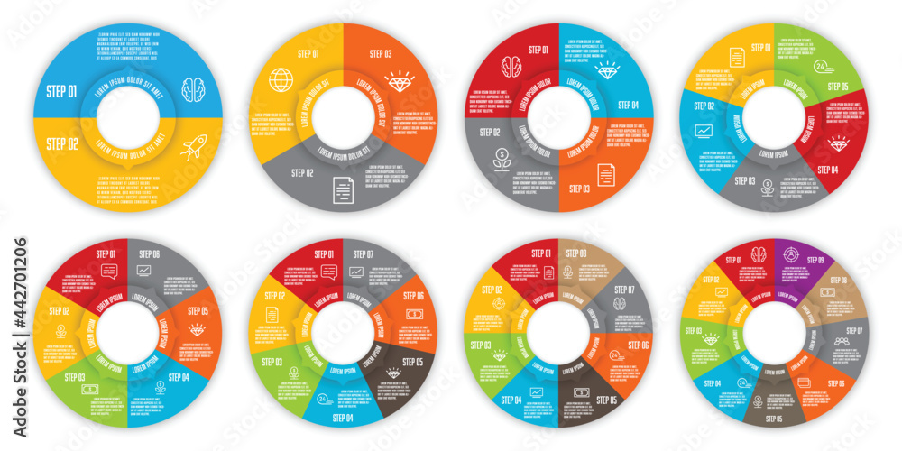 Vector set template infographic circle. Template diagrame for presentation.