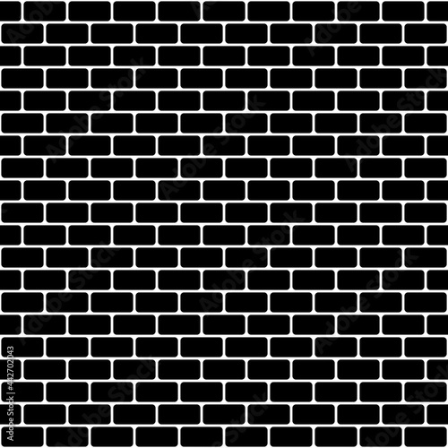 Black and white brick wall background. Seamless repeating pattern. Vector illustration.