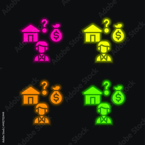 Affordable four color glowing neon vector icon