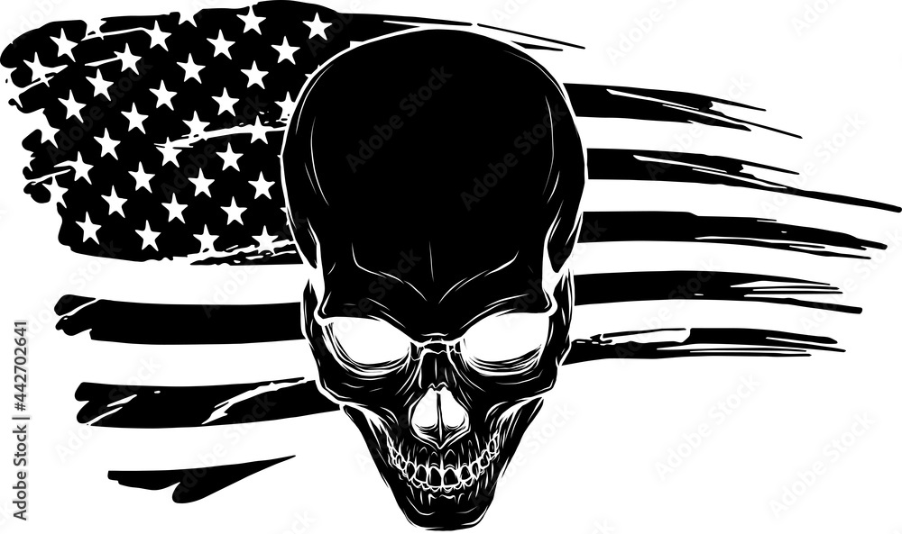vector illustartion of skull with american flag Stock Vector | Adobe Stock