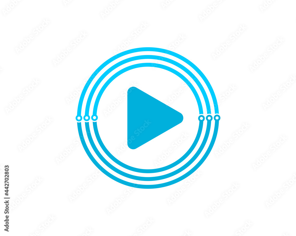 Play button in the circle circuit tech Play button in the circle circuit tech