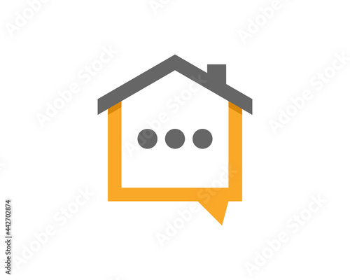 Combination house with bubble chat shape logo