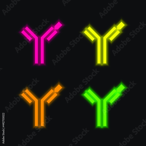 Antibody four color glowing neon vector icon
