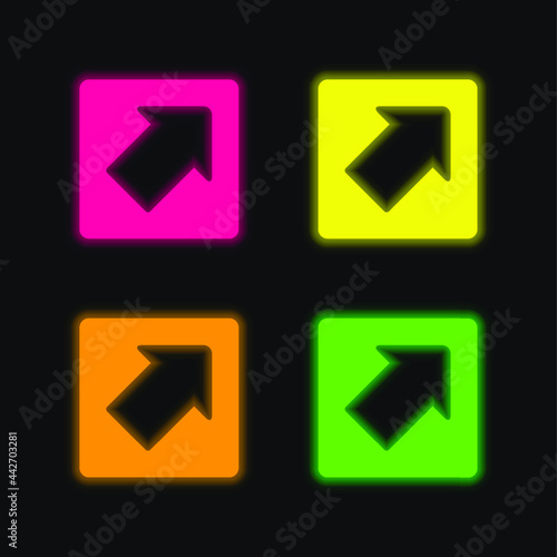 Free Download Arrow Pointing Upper Right In A Square four color glowing neon vector icon - GFXLoad