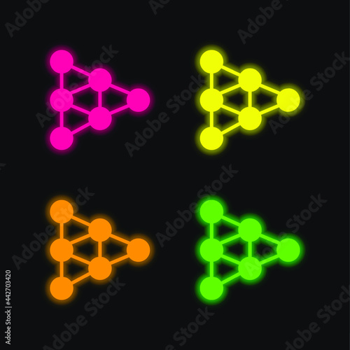 Analytics four color glowing neon vector icon