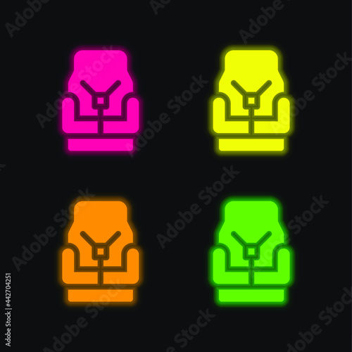 Baby Chair four color glowing neon vector icon