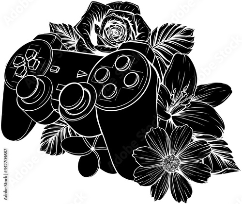 game pad with a flower for gaming vector