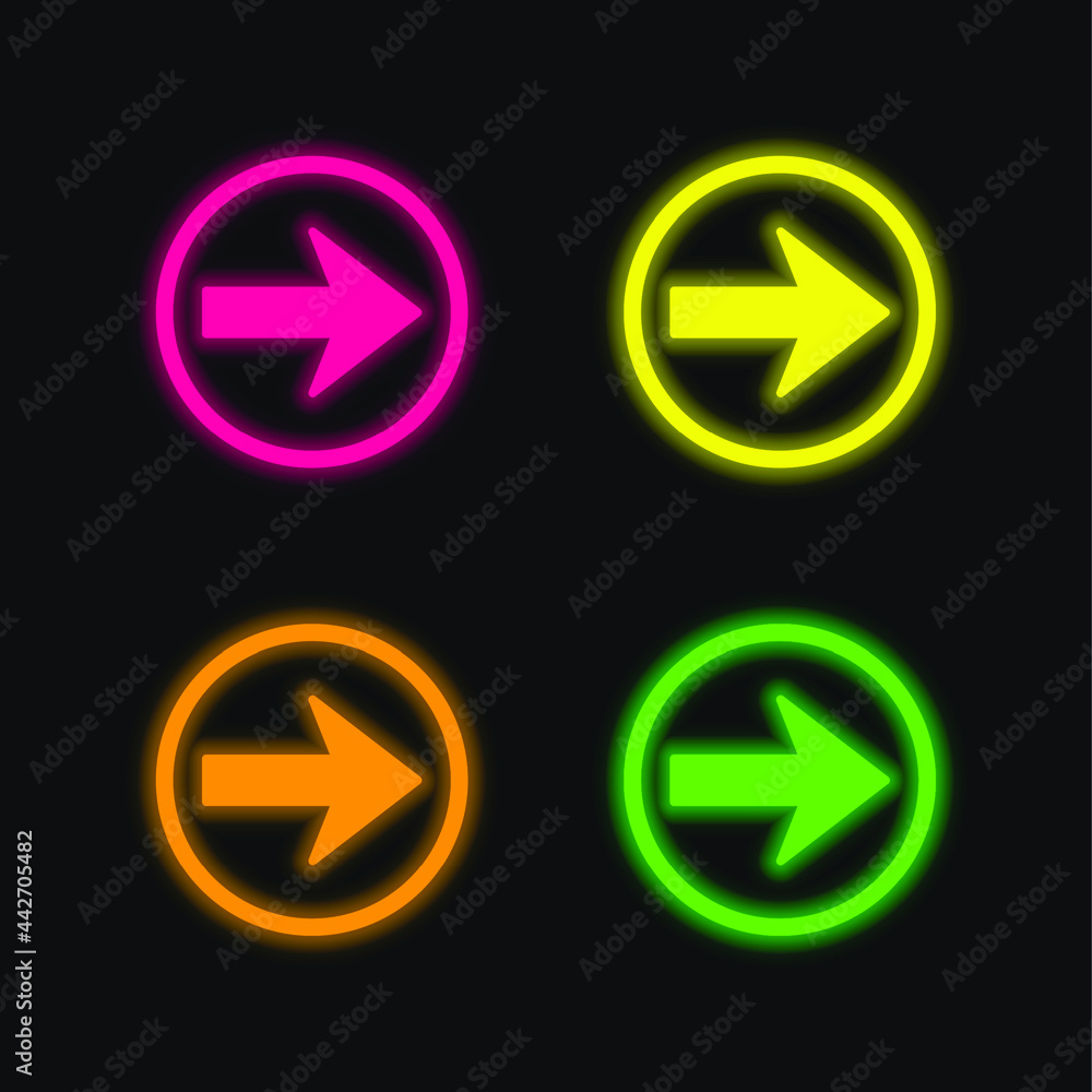 Arrow To The Right Navigation four color glowing neon vector icon Arrow To The Right Navigation four color glowing neon vector icon
