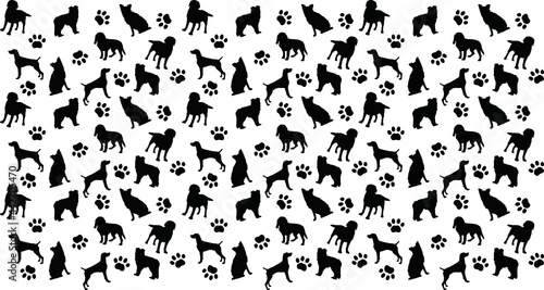 radom dog and paw seamless vector pattern