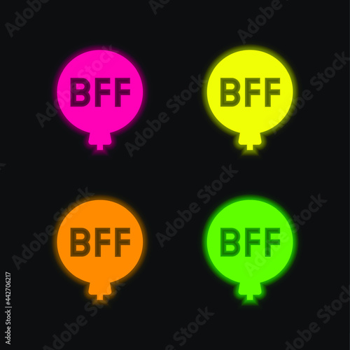 Balloon four color glowing neon vector icon