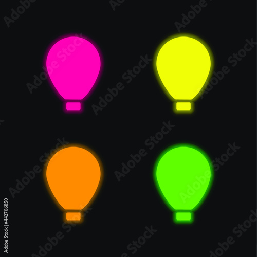 Big Air Balloon four color glowing neon vector icon