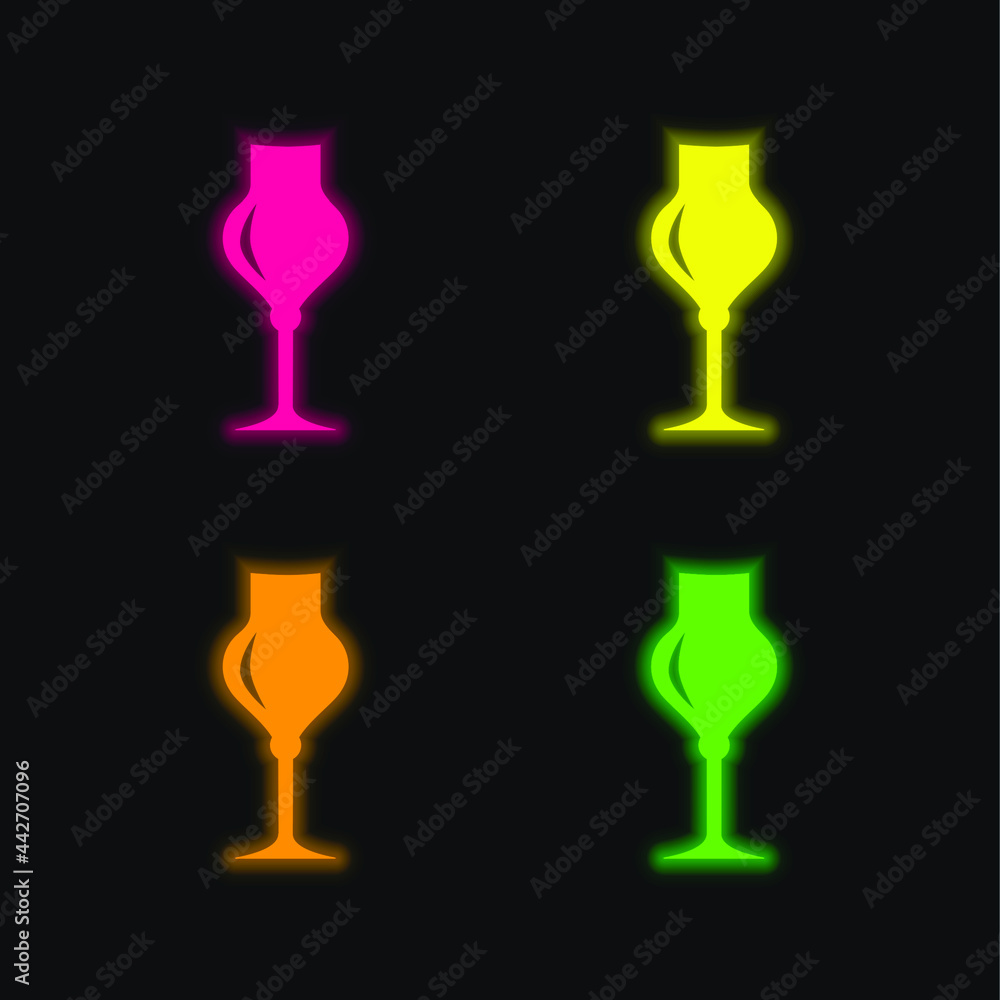 Black Elegant Drinking Glass Tool four color glowing neon vector icon Black Elegant Drinking Glass Tool four color glowing neon vector icon