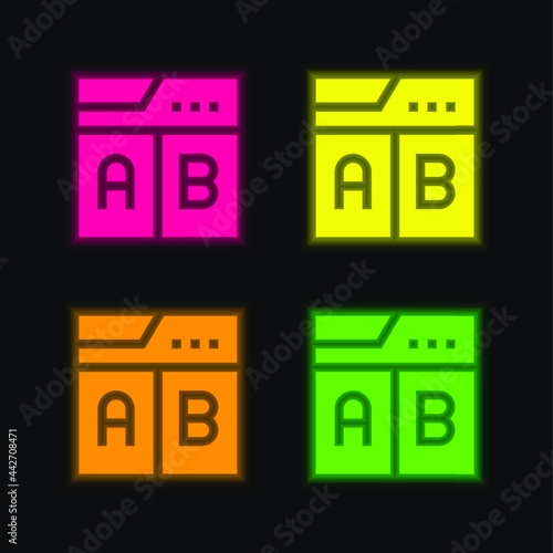 Ab Testing four color glowing neon vector icon