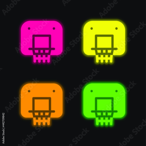 Backboard four color glowing neon vector icon