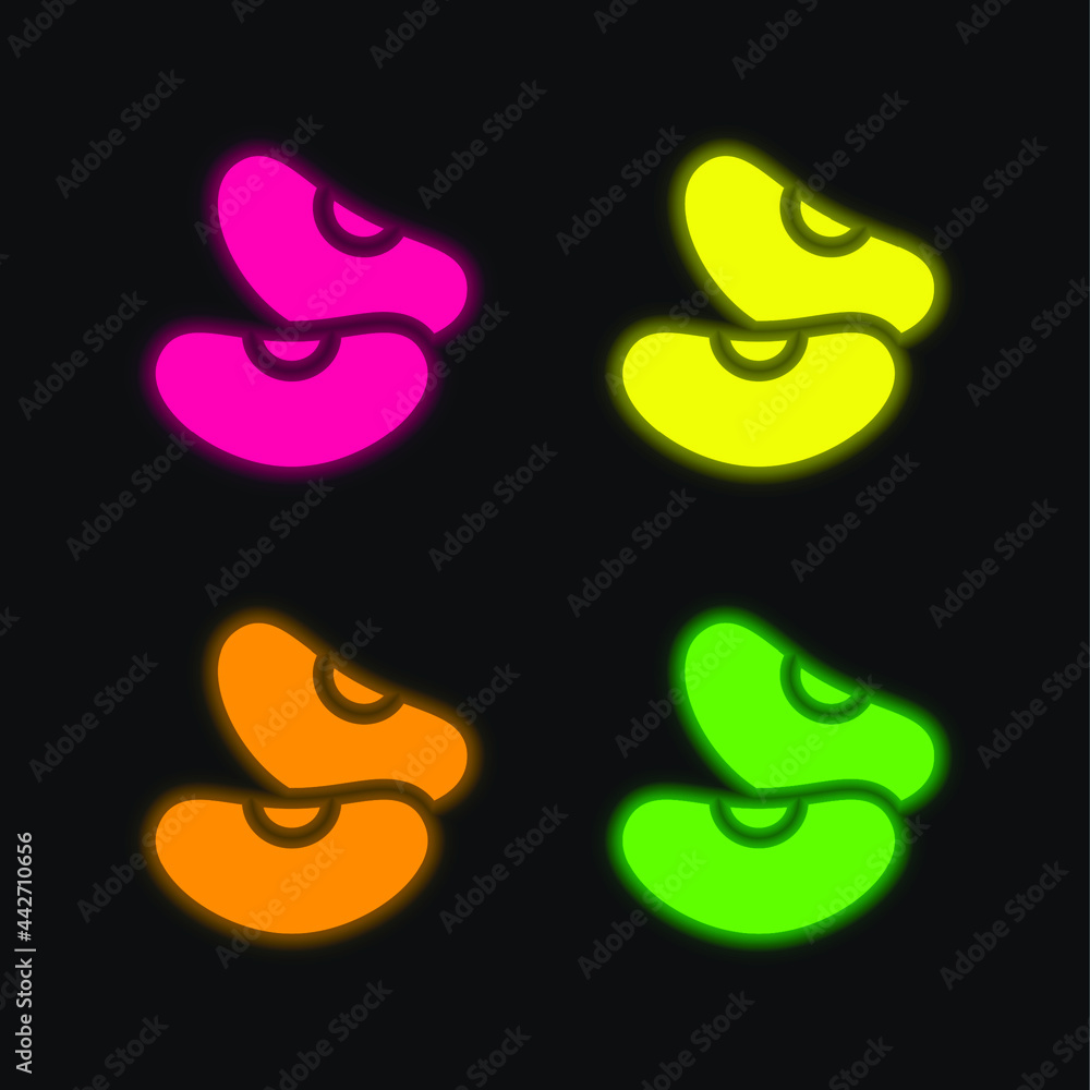 Fototapeta premium Beans four color glowing neon vector icon