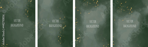 Set of vector watercolour universal backgrounds with glitter and copy space for text