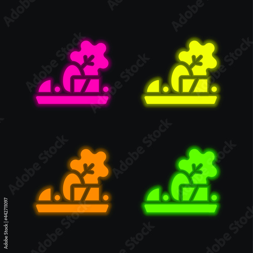 Antipasto four color glowing neon vector icon