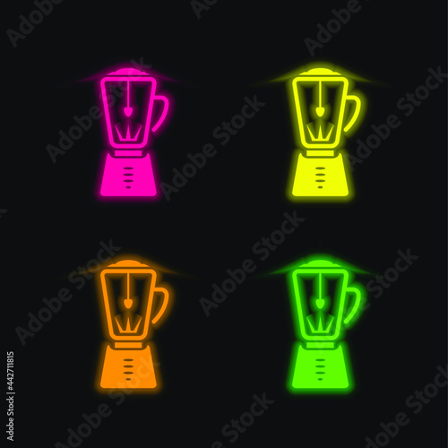 Blender Appliance four color glowing neon vector icon