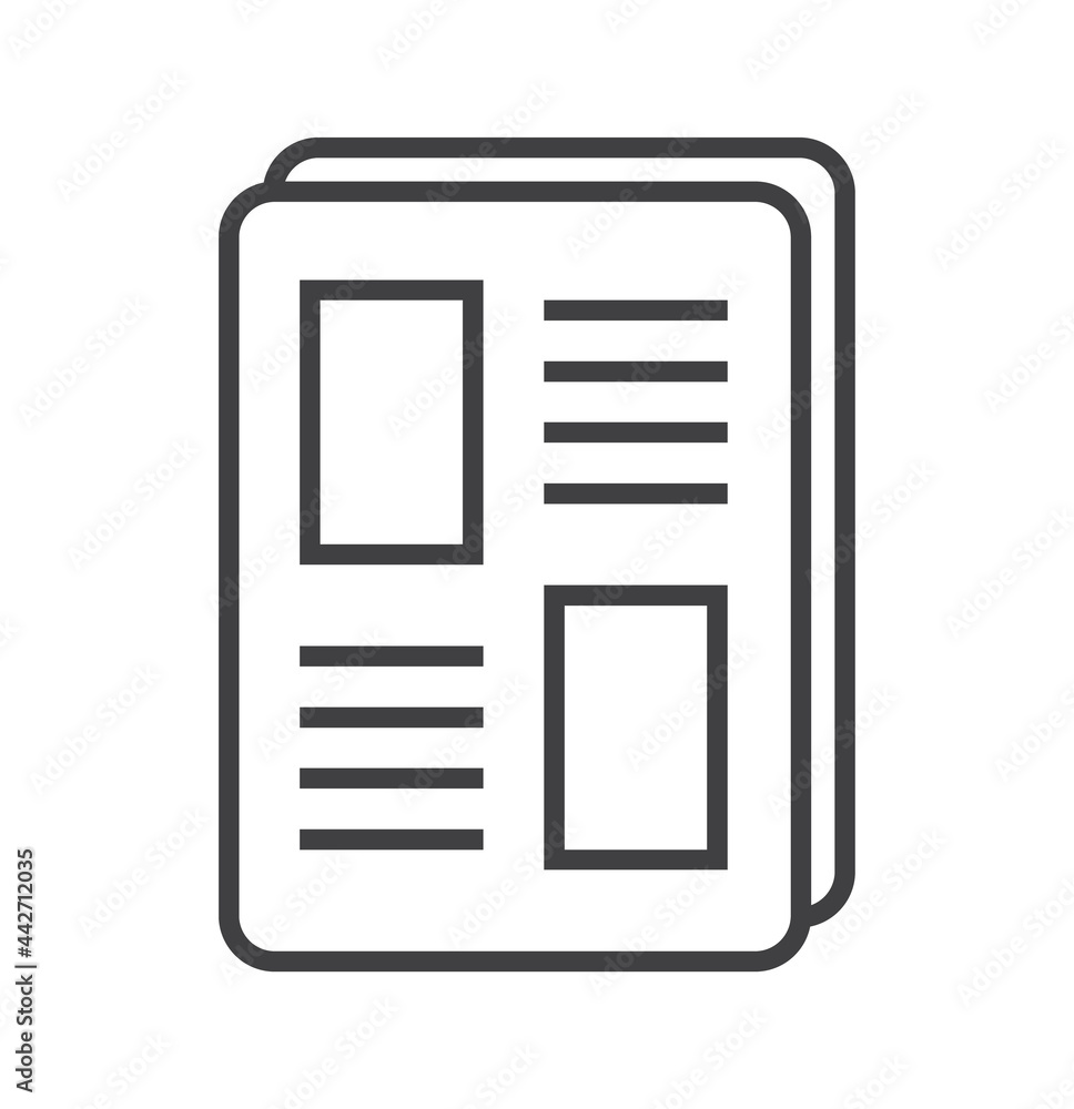 Booklet page icon vector in thin line style. Outline symbol for reference, paper, documents. Booklet page icon vector in thin line style. Outline symbol for reference, paper, documents.