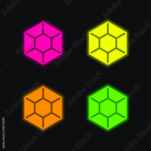 Big Diamond four color glowing neon vector icon