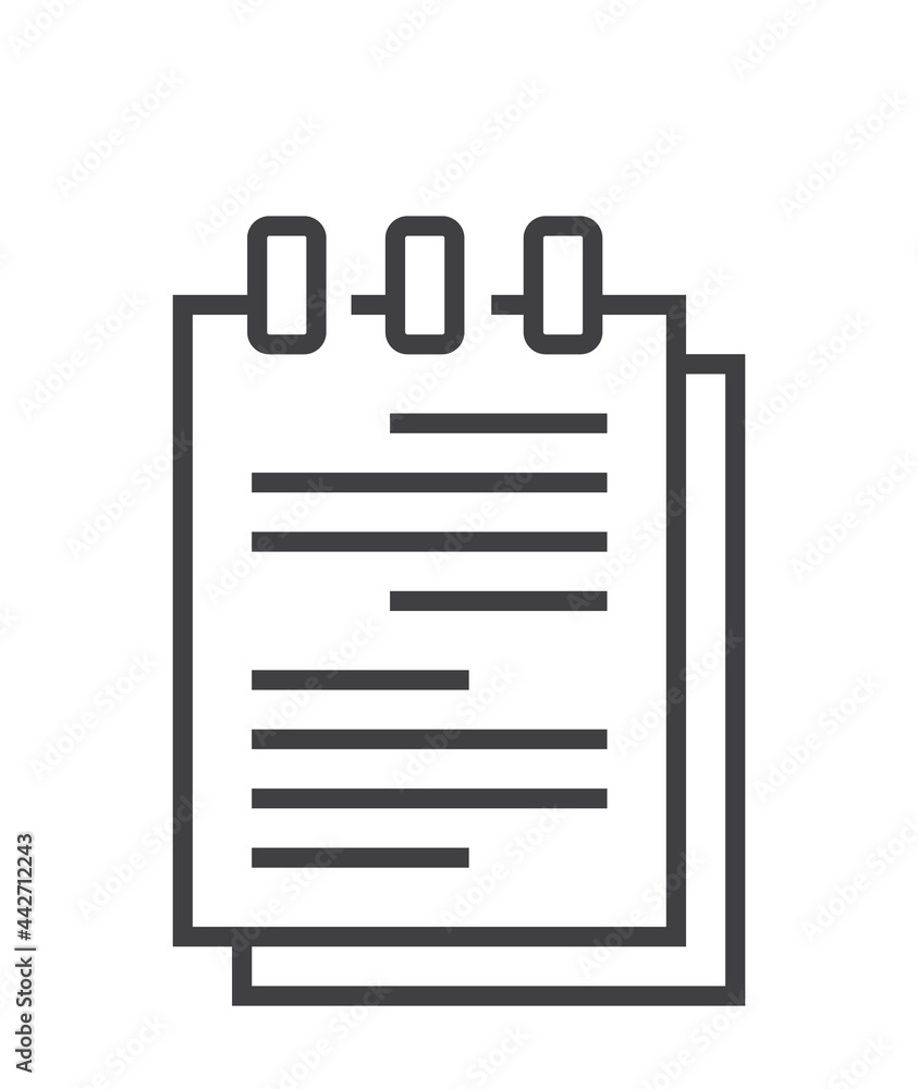 Booklet page icon vector in thin line style. Outline symbol for reference, paper, documents. Booklet page icon vector in thin line style. Outline symbol for reference, paper, documents.