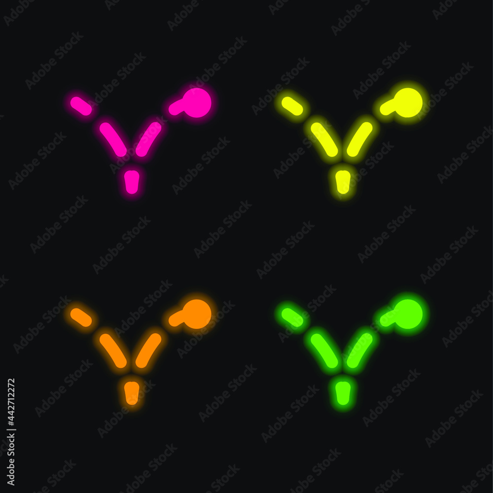 Bounce four color glowing neon vector icon