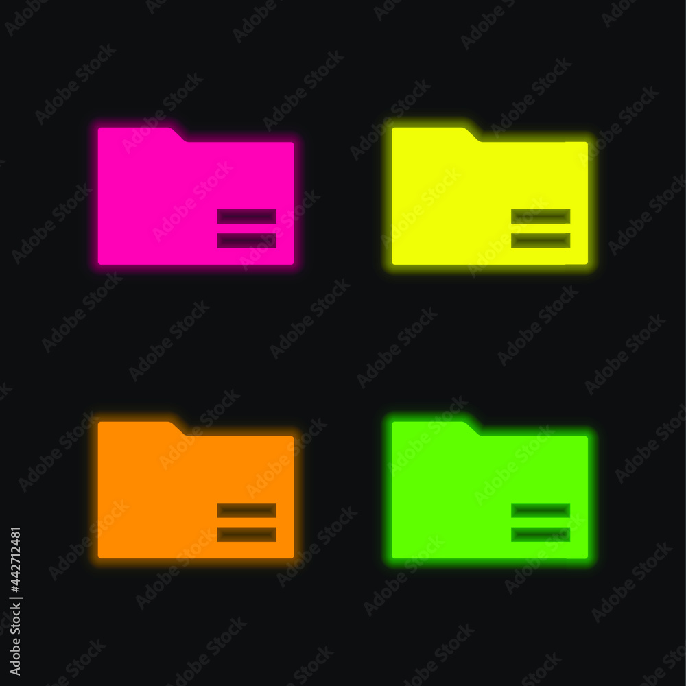 Black Folder With Equal Sign four color glowing neon vector icon