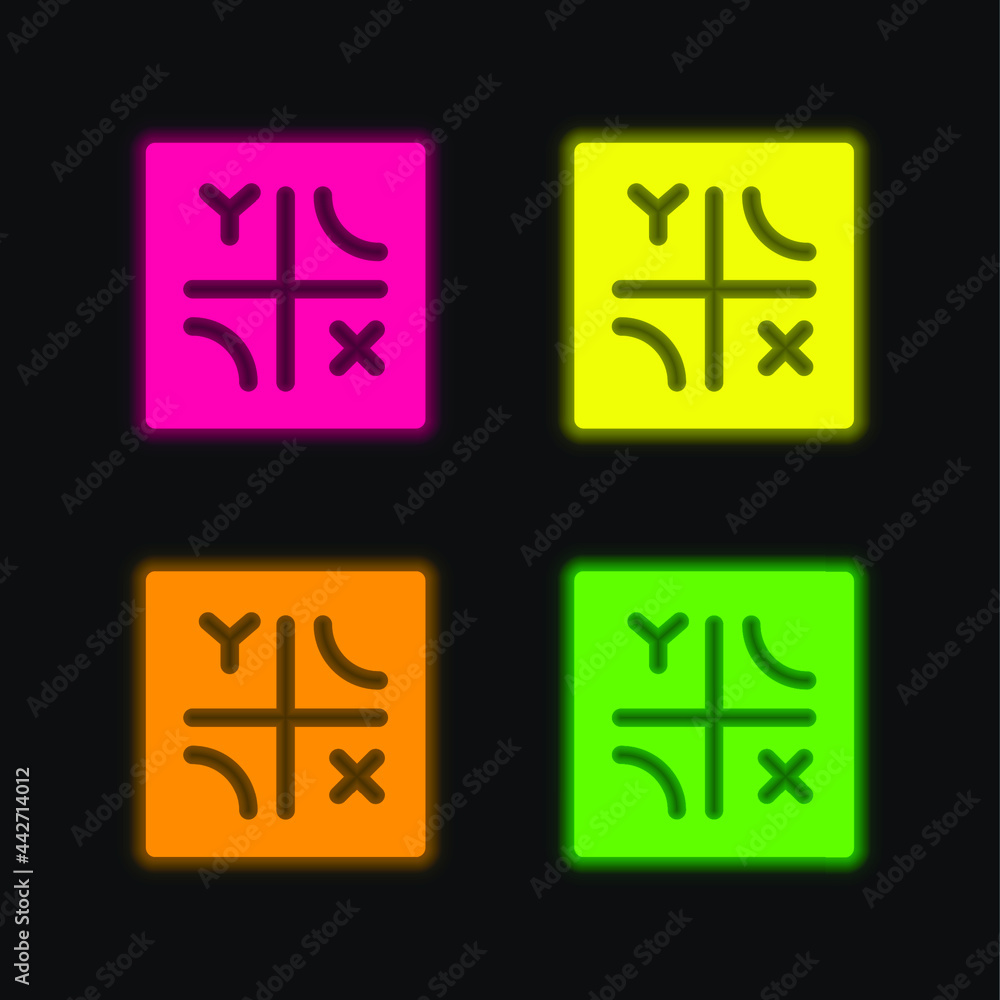 Obraz premium Axis four color glowing neon vector icon
