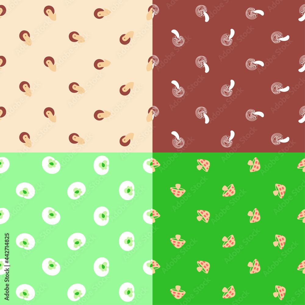 Mushroom Abstract Seamless Pattern (4 in 1)
