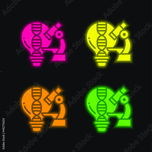 Analyze four color glowing neon vector icon