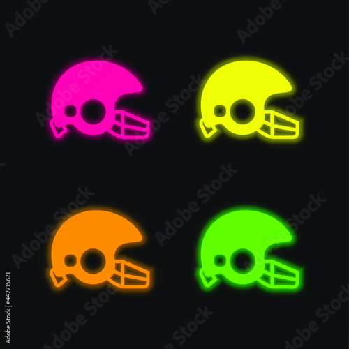 American Football four color glowing neon vector icon