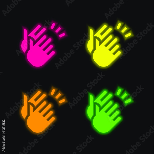 Applause four color glowing neon vector icon