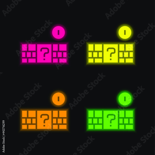 Bricks four color glowing neon vector icon