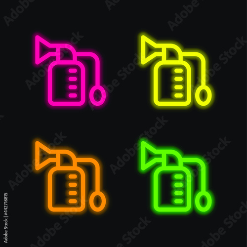 Breast Pump four color glowing neon vector icon