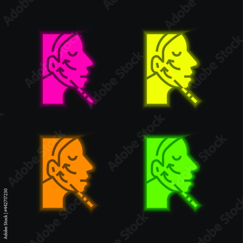 Botox four color glowing neon vector icon