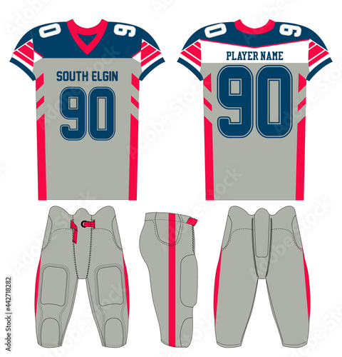 American Football jersey design with an elegant edgy and wild look. Football gear template mockup perfect fit for all sports. The designs that go on casual wear, shirts, fashions apparels, and all kin