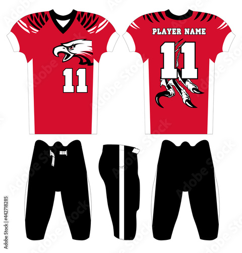 American Football jersey design with an elegant edgy and wild look. Football gear template mockup perfect fit for all sports. The designs that go on casual wear, shirts, fashions apparels, and all kin