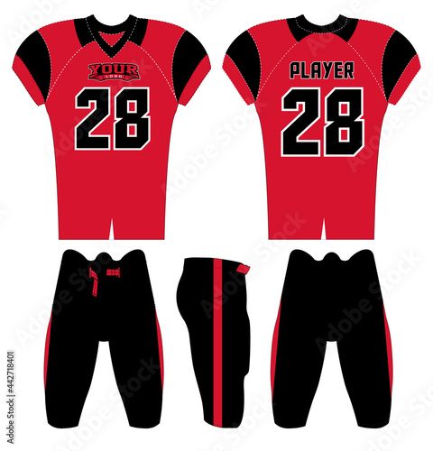 American Football jersey design with an elegant edgy and wild look. Football gear template mockup perfect fit for all sports. The designs that go on casual wear, shirts, fashions apparels, and all kin