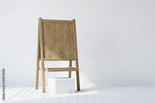 Wooden easel standing in an...