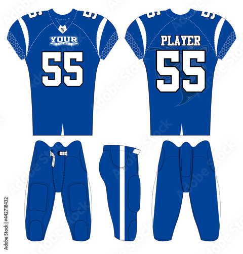 American Football jersey design with an elegant edgy and wild look. Football gear template mockup perfect fit for all sports. The designs that go on casual wear, shirts, fashions apparels, and all kin